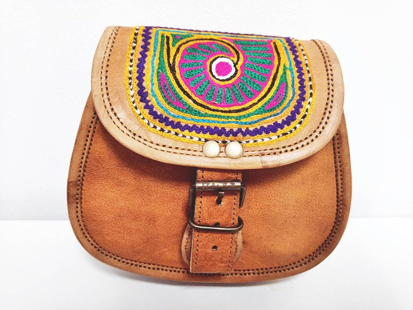 SMALL LEATHER BAG Vintage Hippie Satchel Mini Bohemian | Etsy