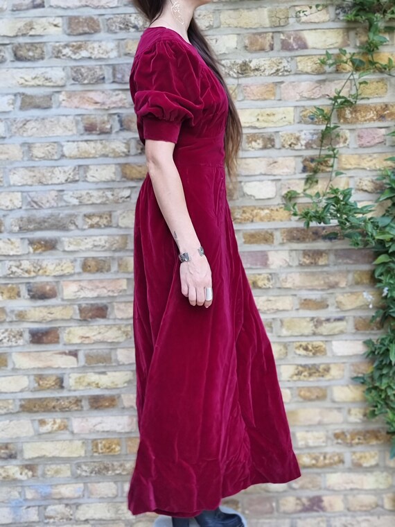 Burgundy Red VELVET MAXI DRESS M L, Evening Dress… - image 5