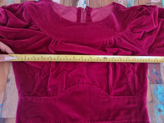 Burgundy Red VELVET MAXI DRESS M L, Evening Dress… - image 9