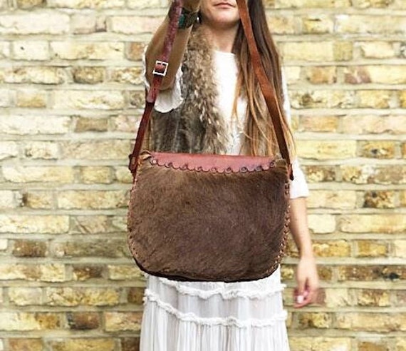 1970s BOHO LEATHER SATCHEL, Vintage Western Bag G… - image 5