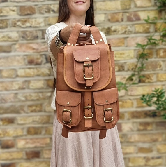 Leather Backpack Rucksack Travel Laptop Camping School College Bag for