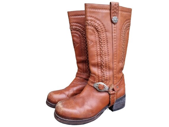 Vintage WESTERN LEATHER BOOTS for Women Size 37, … - image 5