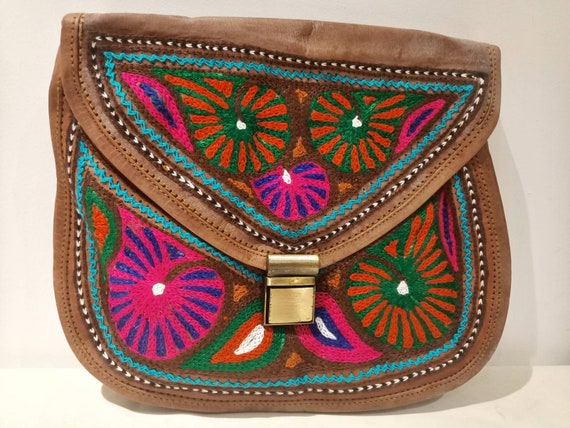 HIPPIE LEATHER PURSE Multi Embroidered Bag Women's - Etsy UK