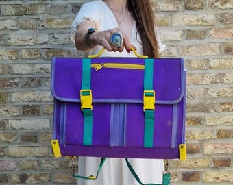 RETRO SCHOOL BACKPACK, Large 17" Vintage Messenger Bag, Laptop Bag, Women Briefcase, Hippie Student Bag, College Uni Bag