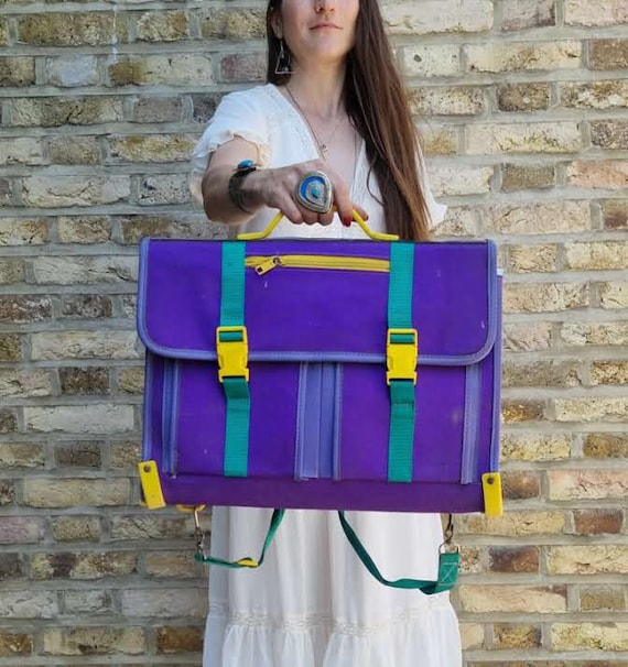 Saga breathe fluent Buy 80s SCHOOL BACKPACK Retro Briefcase Purple Yellow Large Online in India  - Etsy