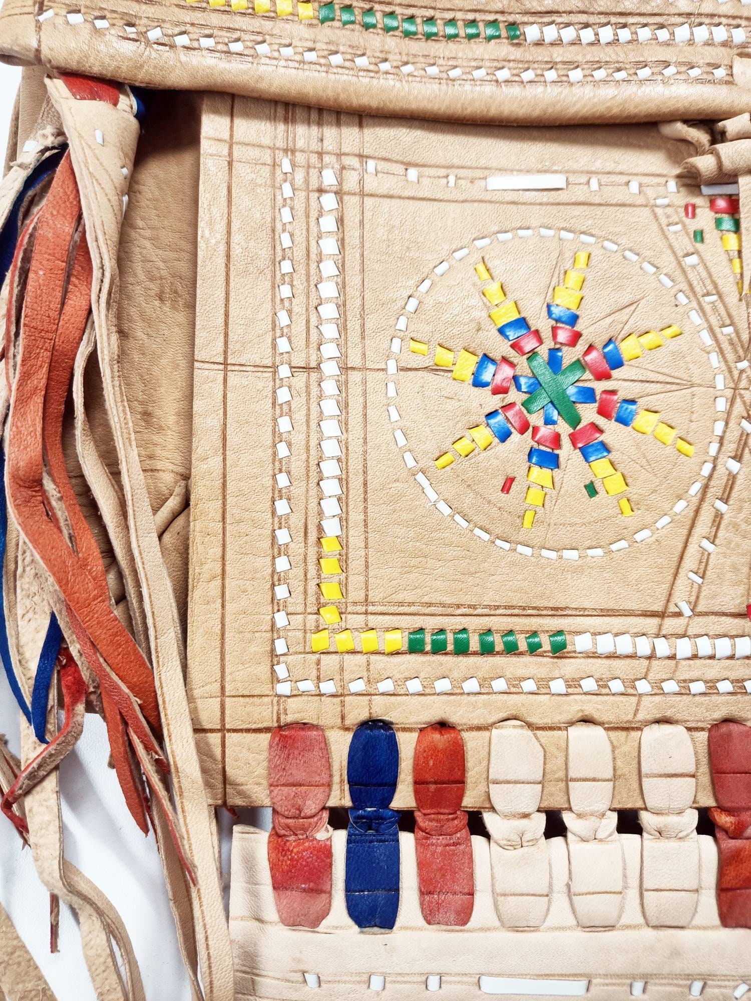 Unique LEATHER TASSEL BAG, Native American Fringe Purse, Vintage