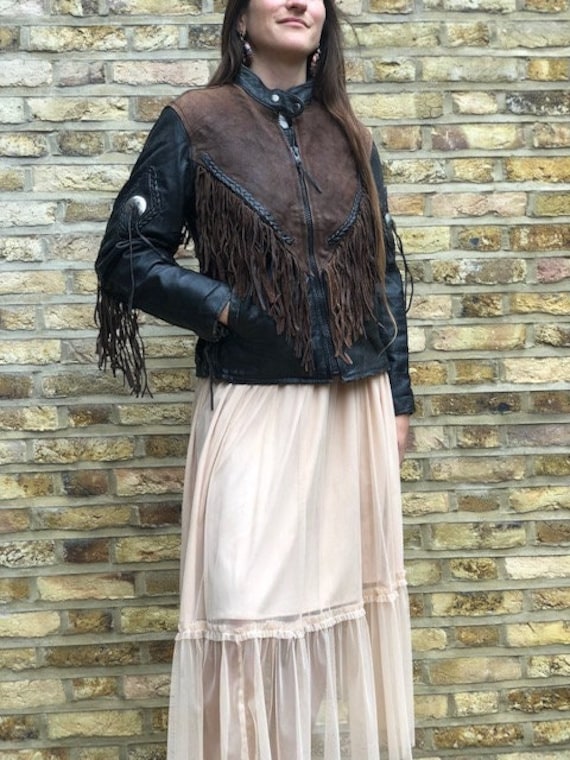 old leather biker jacket with tassels in the uk