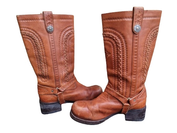 Vintage WESTERN LEATHER BOOTS for Women Size 37, … - image 6