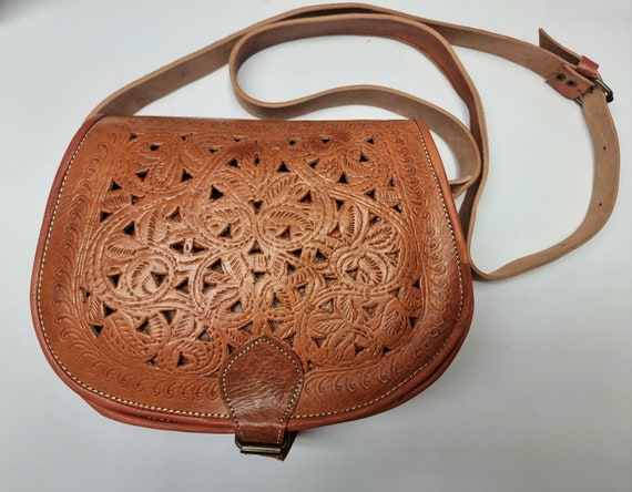 Bag, Tooled,Leather, Box, Tex Tan, Vintage '60s, 1080