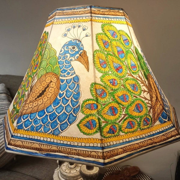 Bohemian Hand Painted Peacock Table Lamp - Artistic Home Decor