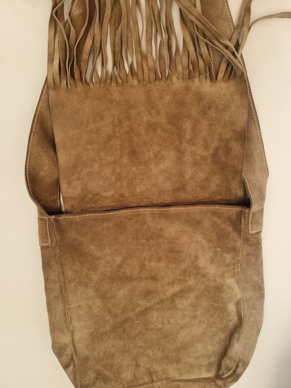 Beige VINTAGE TASSEL BAG, Hippie Leather Fringe P… - image 7