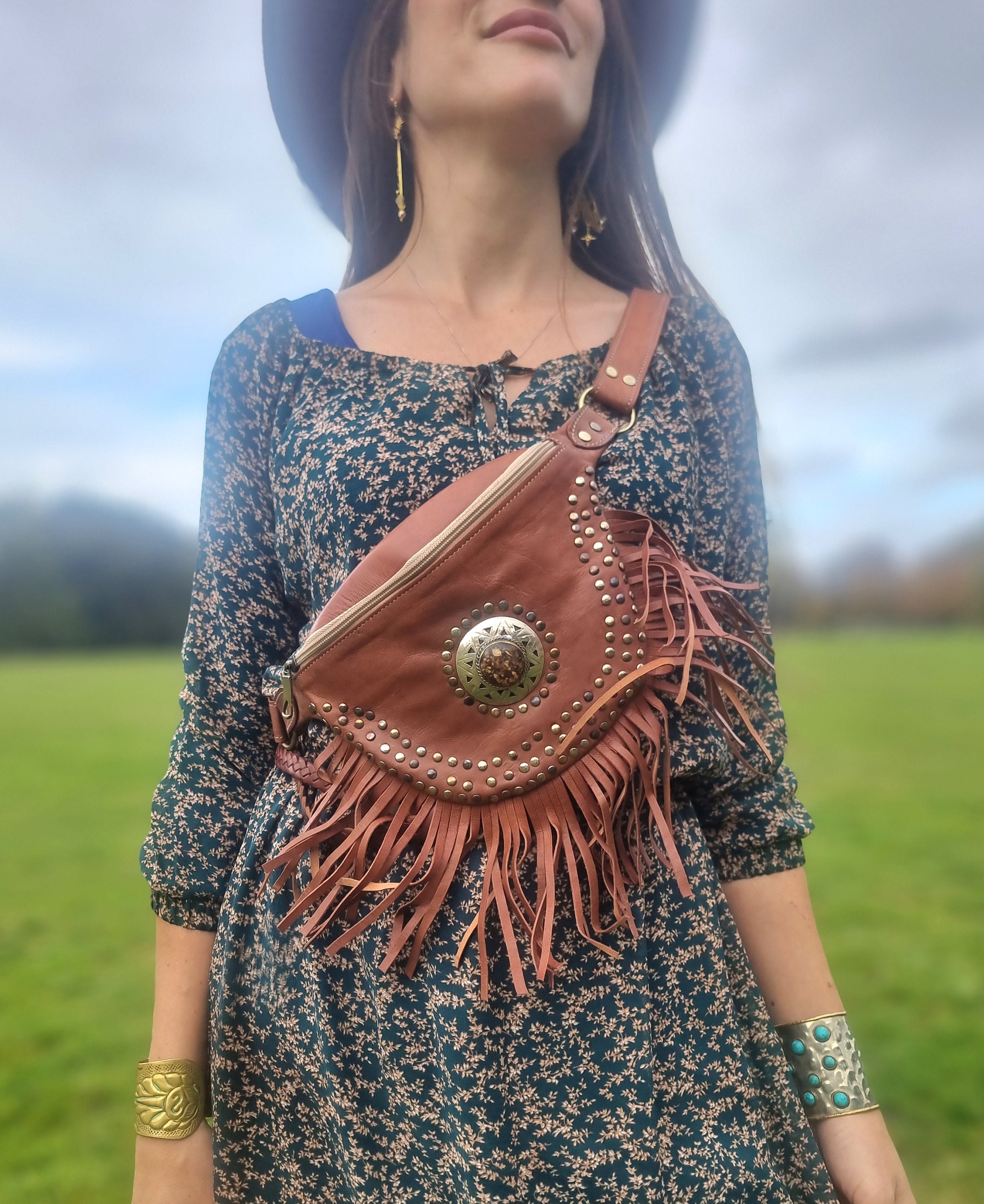 BUTCHER CUSTOM LEATHER WORKS 旧Fanny pack Handmade Leather Waist Bag With Adjustable Belt || Festival