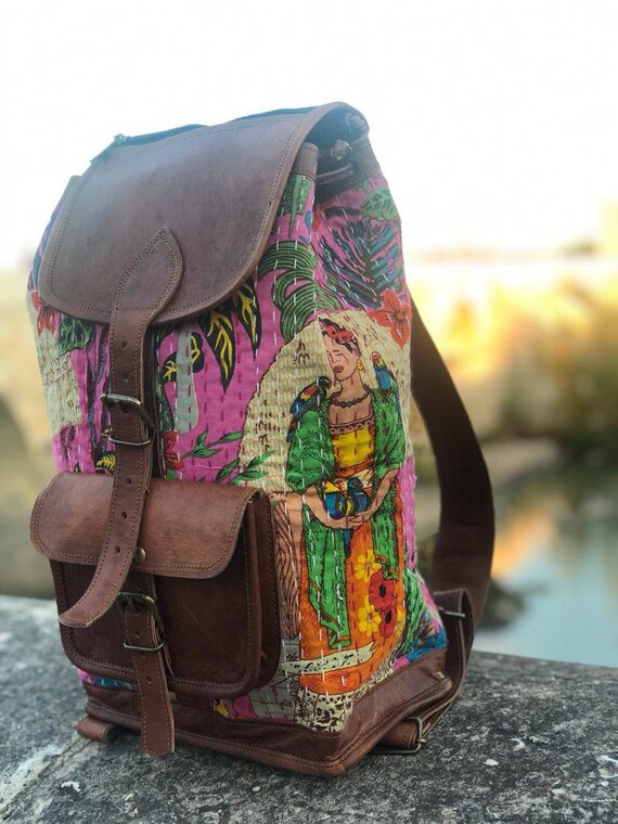 MOCHILA FRIDA KAHLO Bolso Tapiz Hippie de Cuero de - Etsy España