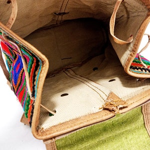 SMALL LEATHER BACKPACK, Women's Real Leather Backpack Purse, Mini Rucksack, Multicoloured Hippie Bag Tan, Ethnic Embroidered Purse Boho image 10