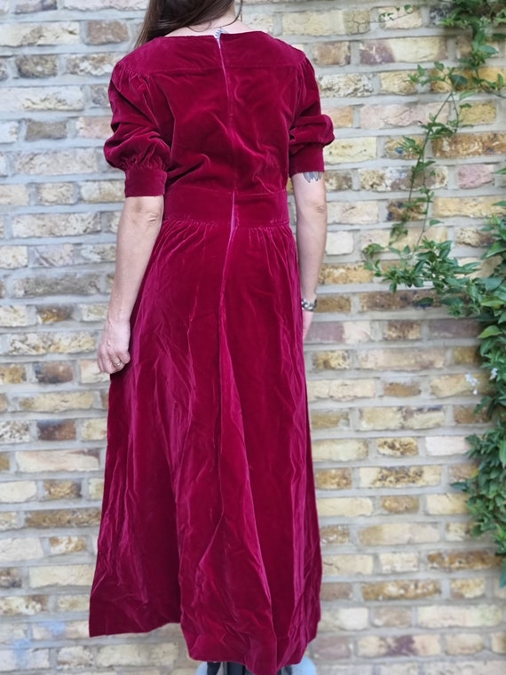 Burgundy Red VELVET MAXI DRESS M L, Evening Dress… - image 3