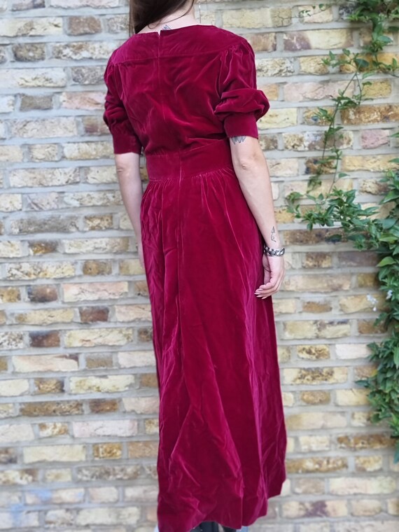 Burgundy Red VELVET MAXI DRESS M L, Evening Dress… - image 4