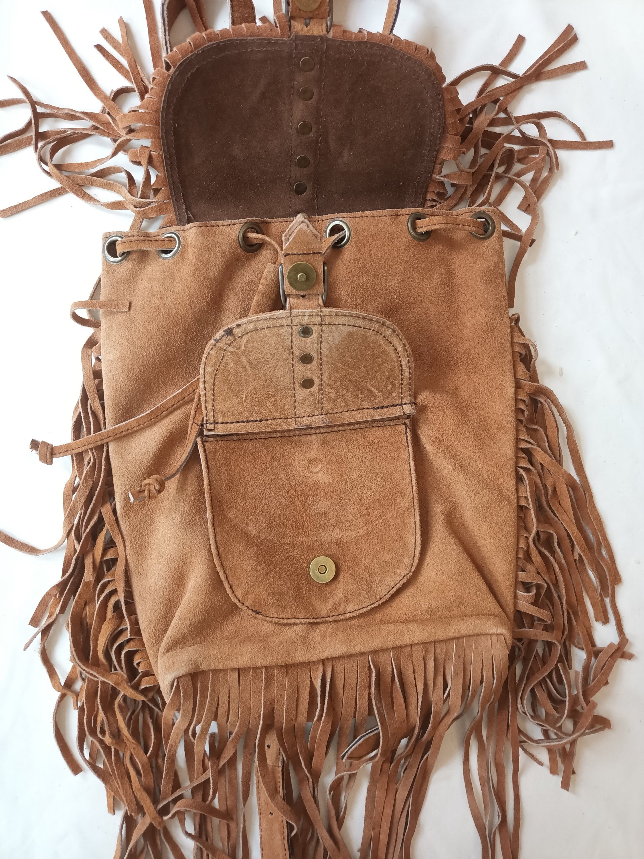 Backpack - Leather with Fringe, Luxury Authentic Vintage – Vintage Boho Bags