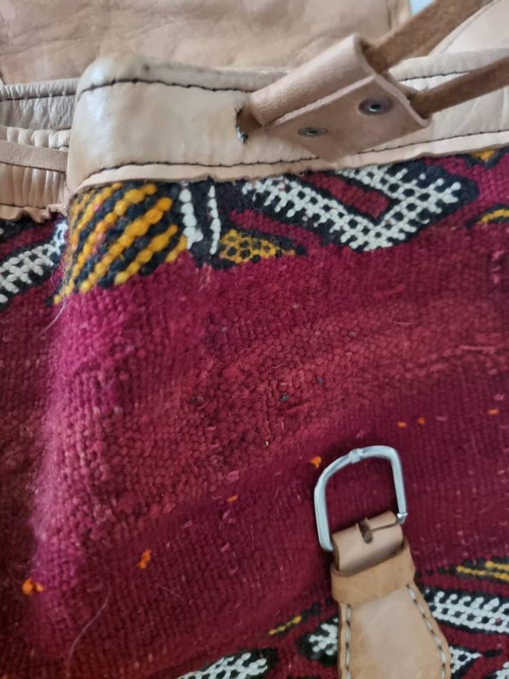 22" OVERSIZE LEATHER BACKPACK with Moroccan Kilim… - image 10