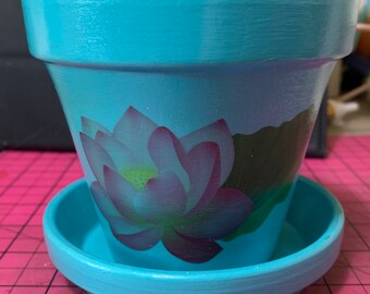 Plant Flower Lotus Flower Illustration Glasses Case Eyeglasses Clam Shell Holder Storage Box