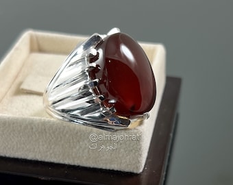 Brown Yemen Agate - Silver Handmade Ring - Natural Yemeni Aqeeq