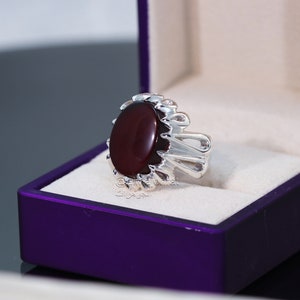 Natural Agate Stone - Pure Silver Ring - Natural Aqeeq