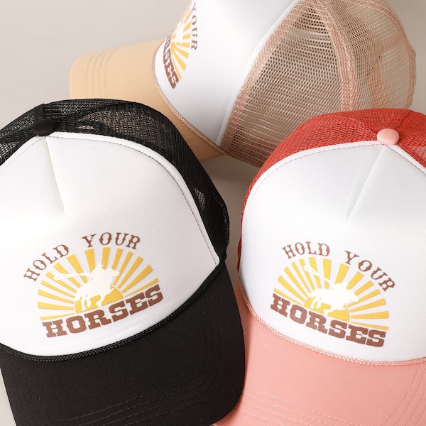HOLD YOUR HORSES Baseball Cap with Mesh Back, Summer Hats, Trucker Caps, Mesh Back Size Adjustable, Outdoor Hats,