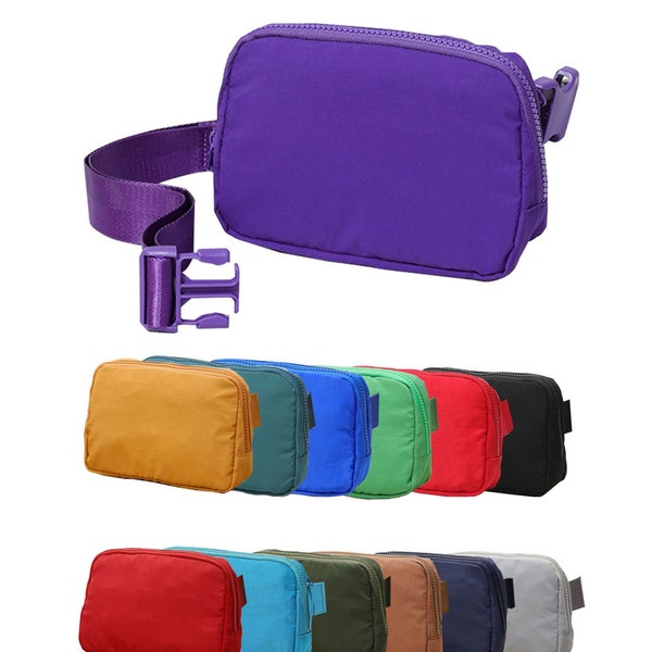 Water-Resistant Mini Sling Belt Bag-Dark Colors, Beautiful Solid Colored Small Belt Bags with Belt Buckle Closure, Stylish Daily Belt Bag