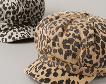 CBriskaari Leopard Print Hats For Woman Winter Woolen Fedora Winter newsboy Hat CBriskaari Leopard Print Hats For Woman Winter Woolen Fedora Winter newsboy Hat