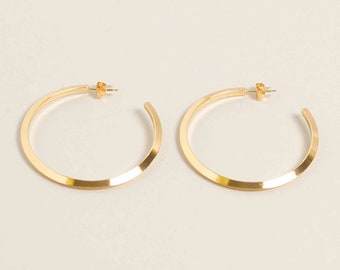 14K GOLD Dipped Hoop Post Earrings, Hoop Earrings, 14K Gold, Earrings, Gold Earrings, Circle Hoop Earrings, Post Earrings
