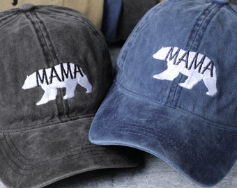 Retro Mama Bear Mom Men and Women Adjustable Sandwich Peaked Baseball Cap