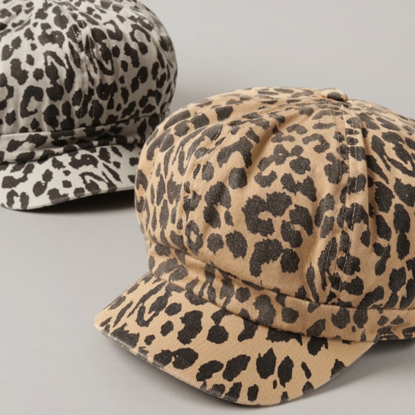 News Boy Cap, Cotton Newsboy Hat, Baker Fisherman Hat, Leopard Hat, Animal Print Hat, Cotton Hat, Everyday Hat, Casual Hat,