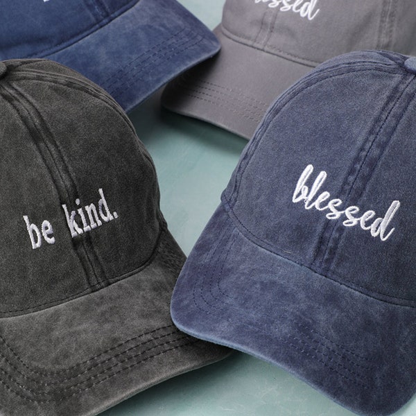 Be Kind & Blessed Embroidered Adjustable Cotton Women Men Baseball Trucker Caps Hat