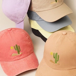 Cactus Embroidered Cap, Trucker Hat, Cotton Baseball Cap, Dad Hat, Summer Baseball Cap, Cotton Adjustable Baseball Cap