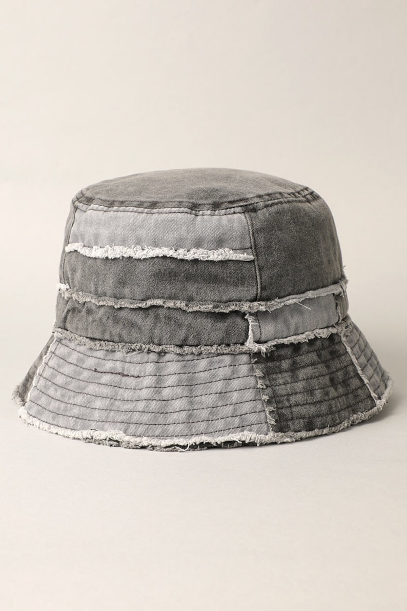 Patchwork Bucket,Denim Bucket Hat,Cotton Canvas Hat,Casual Hat,Outdoor Hat,Fishing Hat,Hiking Hat,Safari Hat,Boonie Hat, Black