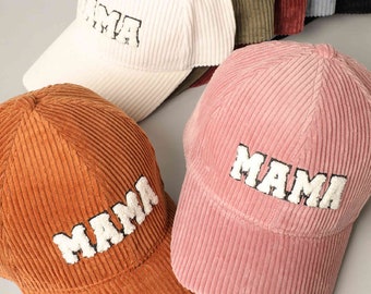 MAMA Embroidery Hat, Cord Baseball Cap, Personalized Baseball Cap, Embroidery Cap, Embroidered Hat, Corduroy Baseball Cap, Dad Hat,