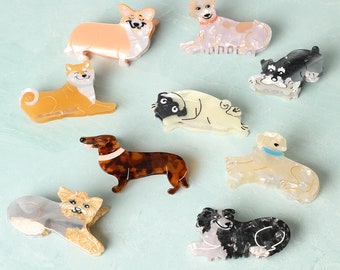 Variety Cute Dogs Designed Small Hair Claw Clips, Perfect Hair Accessories for Dog Lovers, Perfect for Everyday Wear or Any Occasions