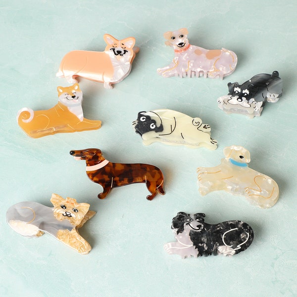 Variety Cute Dogs Designed Small Hair Claw Clips, Perfect Hair Accessories for Dog Lovers, Perfect for Everyday Wear or Any Occasions