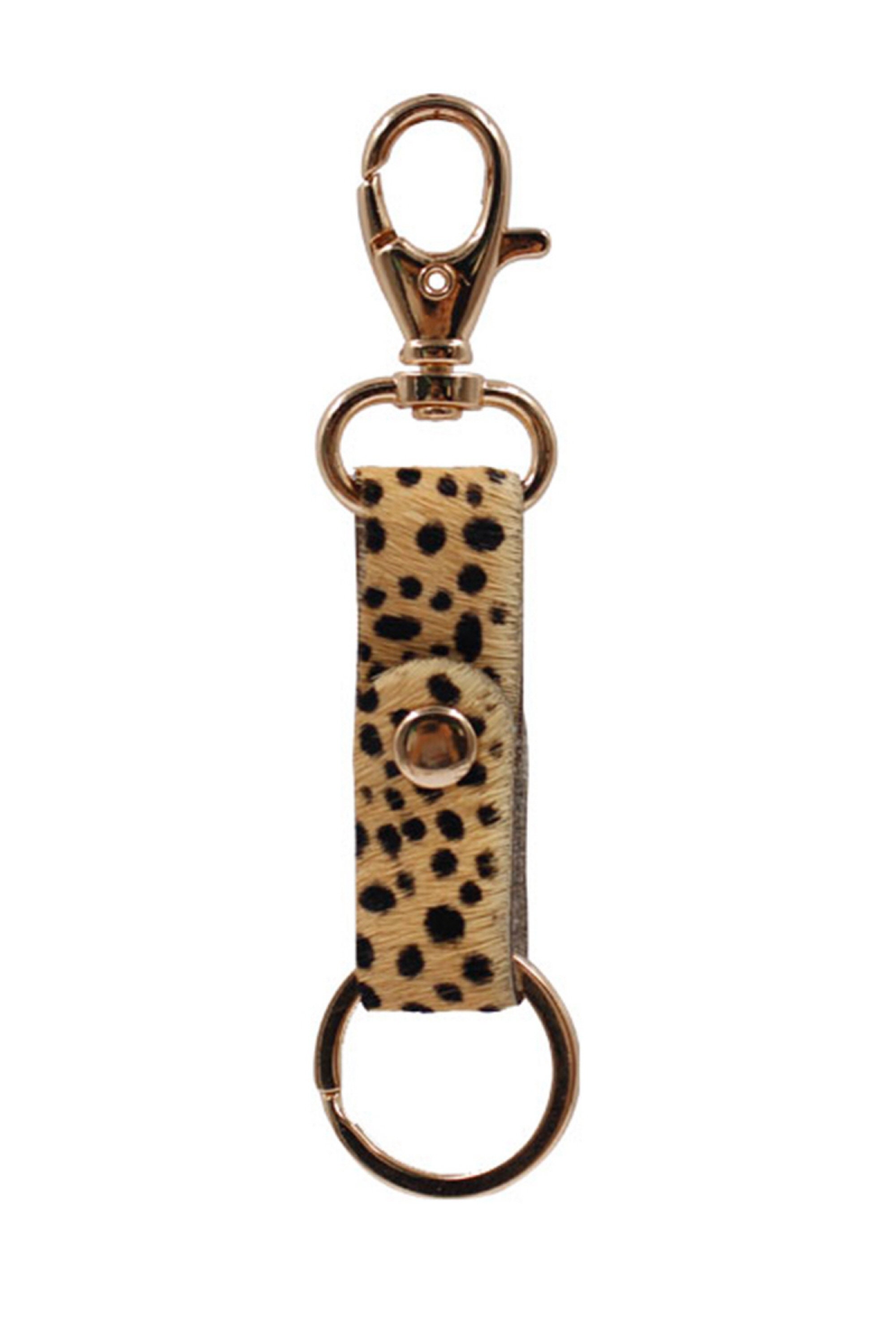 Animal Print Genuine Leather Keychain Short Keychains Cow Etsy