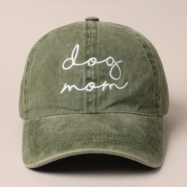 Dog Mom Embroidered Cap, Trucker Hat, Gift for Dog lover, Baseball Cap, Dad Hat, Summer Baseball Cap, Cotton Adjustable Baseball Cap Olive