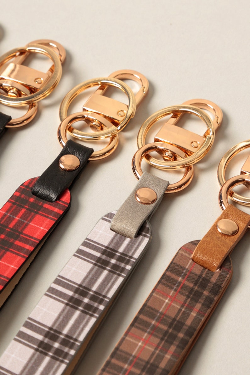 Lanyard Keyrings Pattern Wristlet Key Holder Plaid Pattern Print Lanyards Wristlet Keychain Perfect Gifts for Christmas