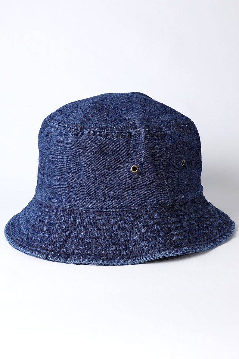 Vintage 100 Washed Cotton Canvas Denim Bucket Hat Casual Etsy