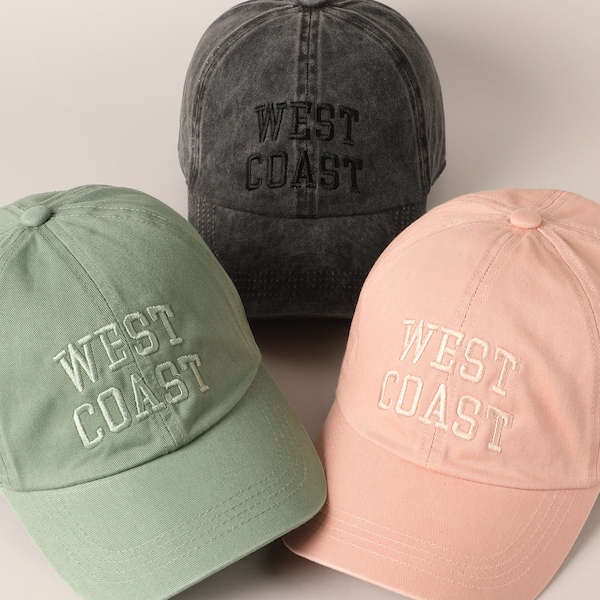 West Coast Lettering Embroidery Baseball Cap, West Coast Lettering Embroidery, Relaxed-Fit Stylish Everyday Baseball Cap, Fall Season Hat