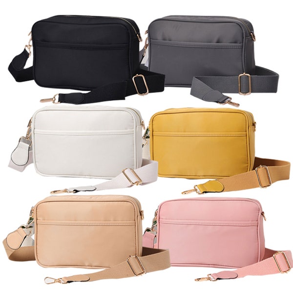 Nylon Rectangular Crossbody, Solid Colored Nylon Material Small Crossbody Bag, Lightweight with Durable Stylish Bag for Daily, Unisex Bags