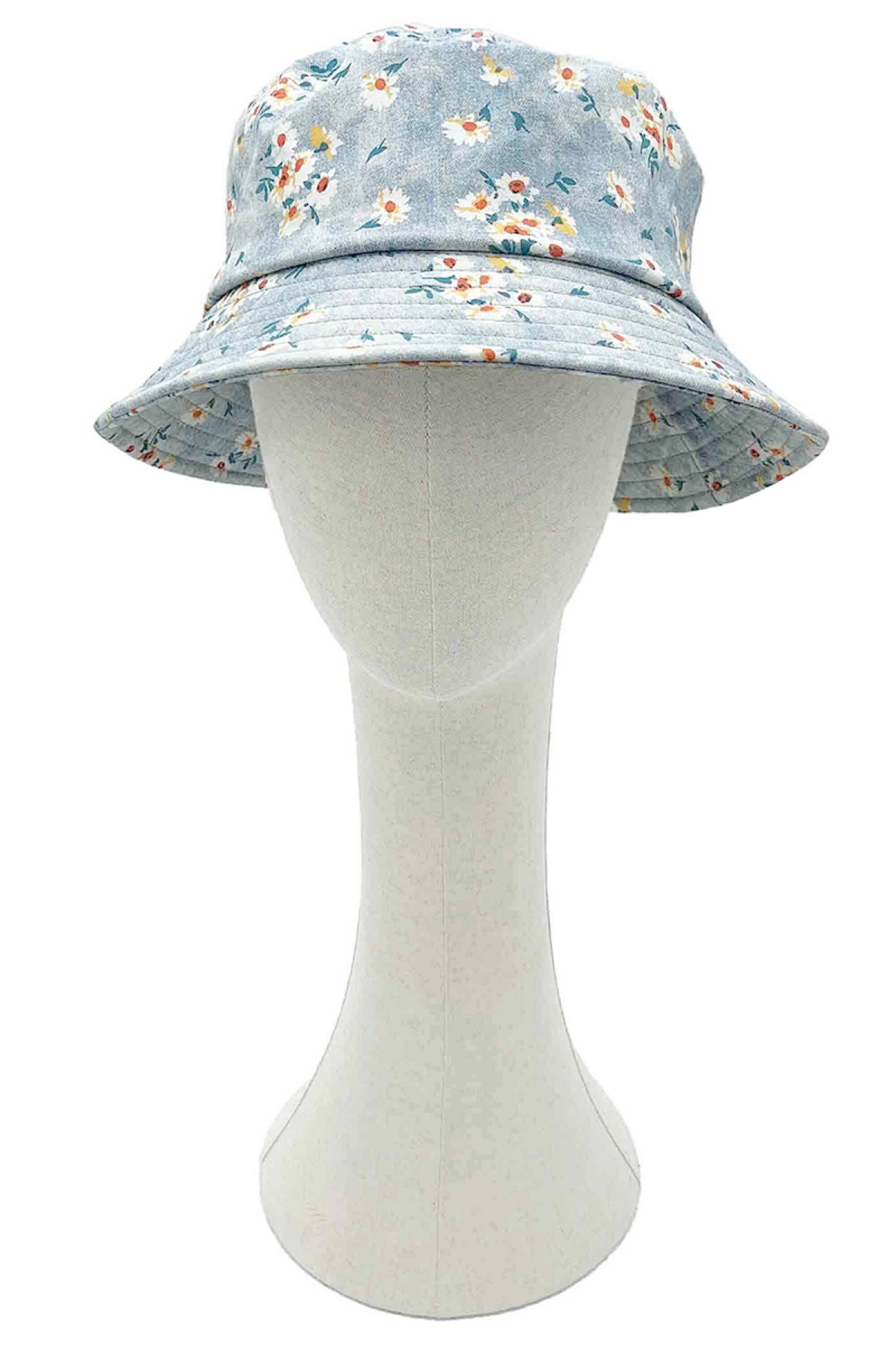 Light Denim Bucket Hat Floral Print Bucket Hat 100% Cotton | Etsy