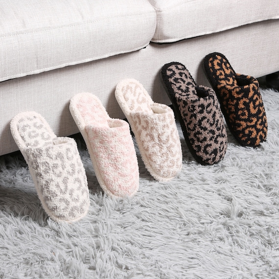 Fuzzy hotsell leopard slippers
