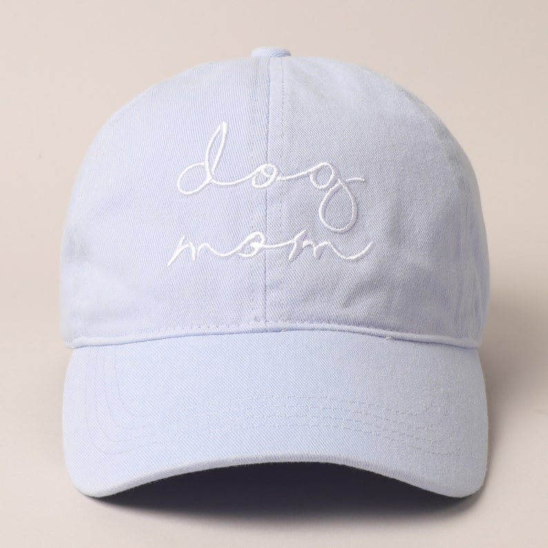 Dog Mom Embroidered Cap, Trucker Hat, Gift for Dog lover, Baseball Cap, Dad Hat, Summer Baseball Cap, Cotton Adjustable Baseball Cap Light blue