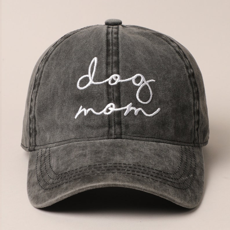 Dog Mom Embroidered Cap, Trucker Hat, Gift for Dog lover, Baseball Cap, Dad Hat, Summer Baseball Cap, Cotton Adjustable Baseball Cap Black