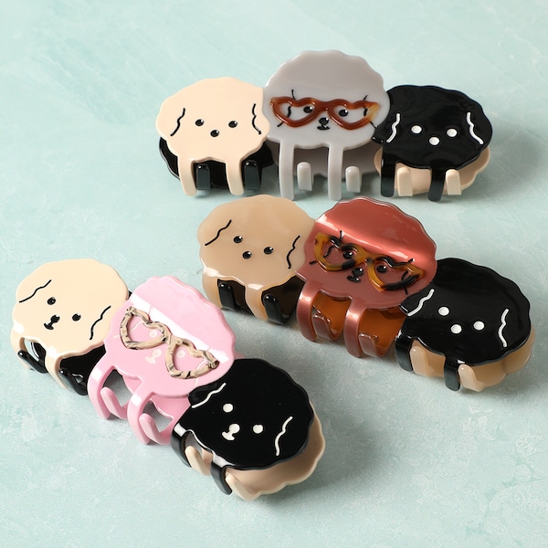 Cute Three Puppy Face Designed Hair Claw Clip, Perfect Hair Accessories for Dog Lovers, Perfect for Everyday Wear or Any Occasions