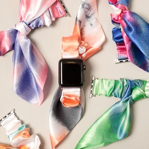 Tie Dye Print Scrunchie Apple Watch Bands, Scrunchie Bands for Apple Watch, Apple Watch Straps, 38MM Watch Bands, Adjustable Watch Bands