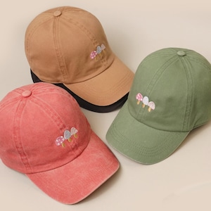 Mushroom Embroidered Cap, Cotton Baseball Cap, Dad Hat, Summer Baseball Cap, Cotton Adjustable Baseball Cap